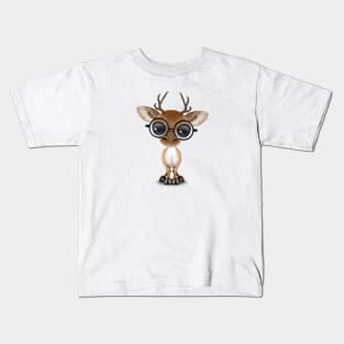 Cute Curious Nerdy Baby Deer Wearing Glasses Kids T-Shirt